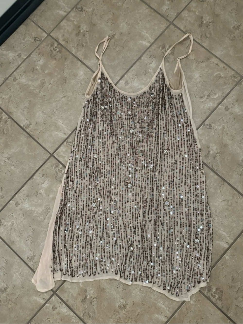 BEADED SEQUIN MINI DRESS
